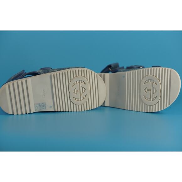 Gucci Moritz GG Open Toe Logo Dad Sandals SZ 36 NIB Denim $720 - Picture 11 of 12